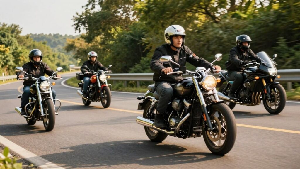 Motociclistas andando de moto na estrada