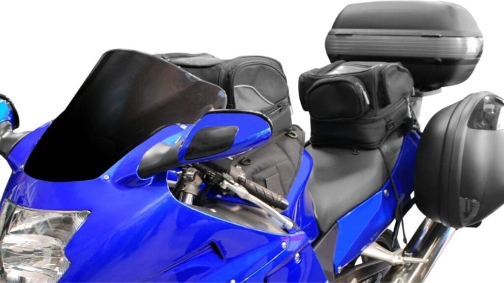 Moto azul com bauleto de abs 