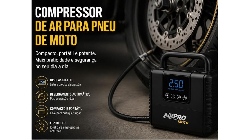 características do compressor de ar portátil para moto